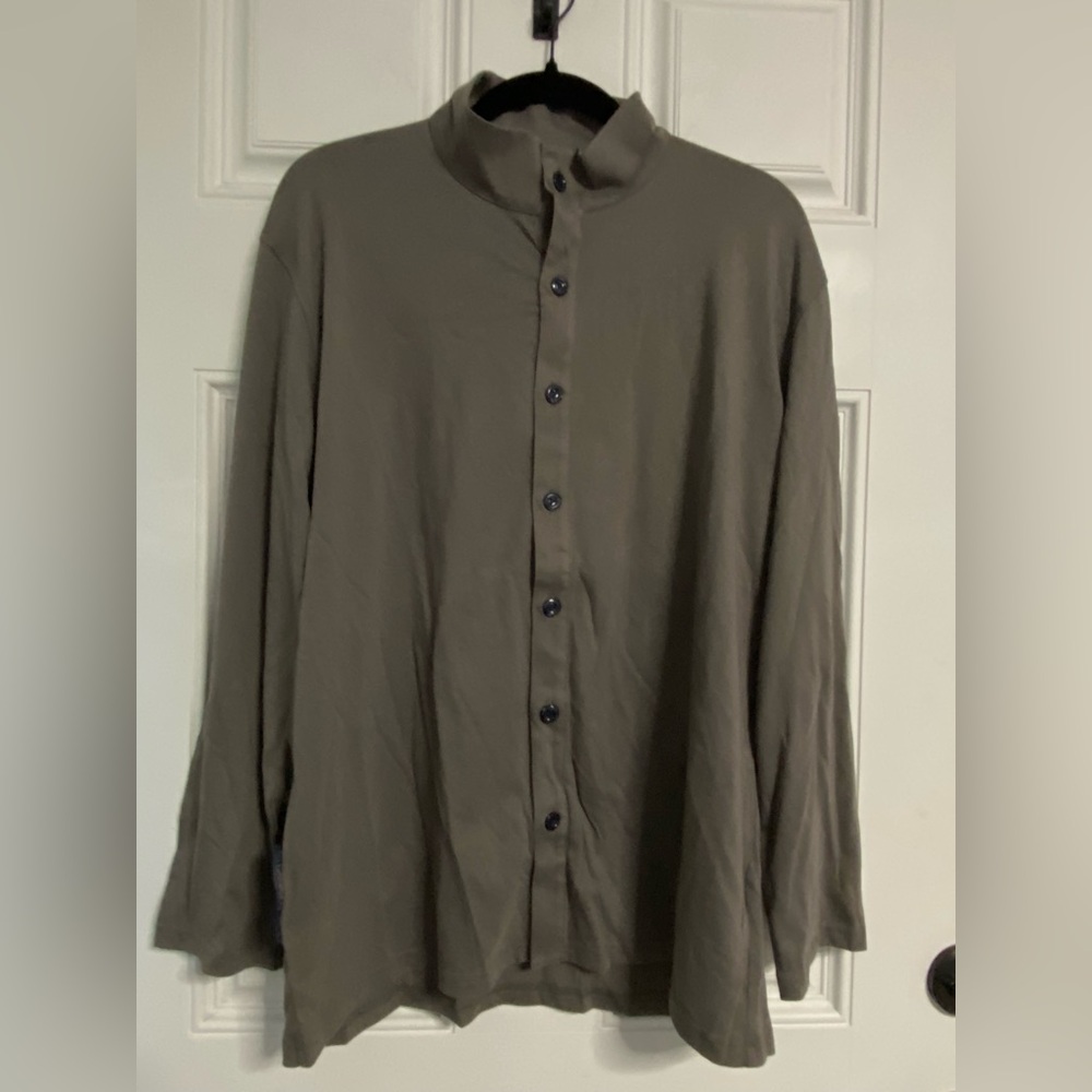 T7a-VAN LAACK Men's Gray Button-Up Pajama Top